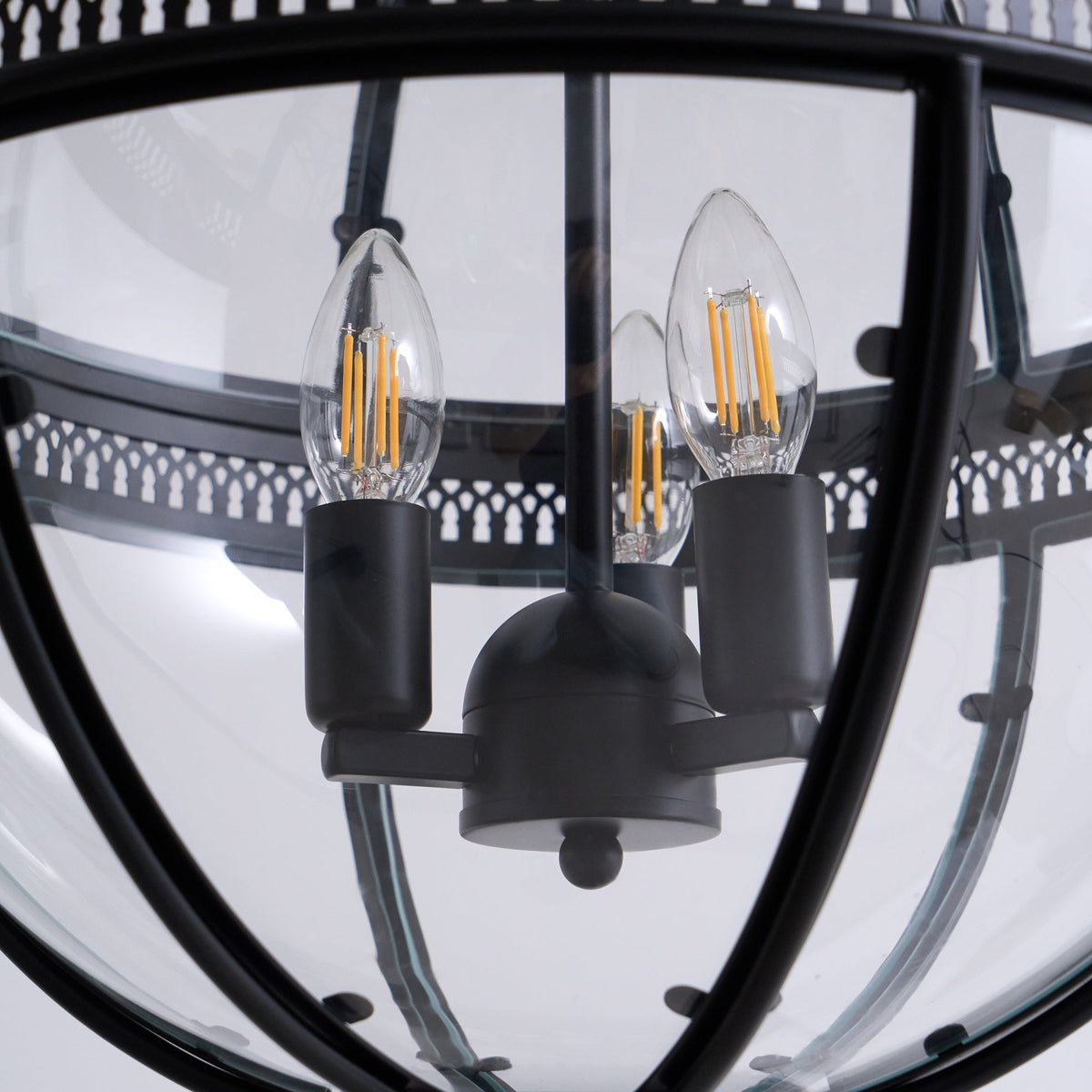 Vintage Glass Globe Lantern Ceiling Pendant, 3 Light - Arrielight