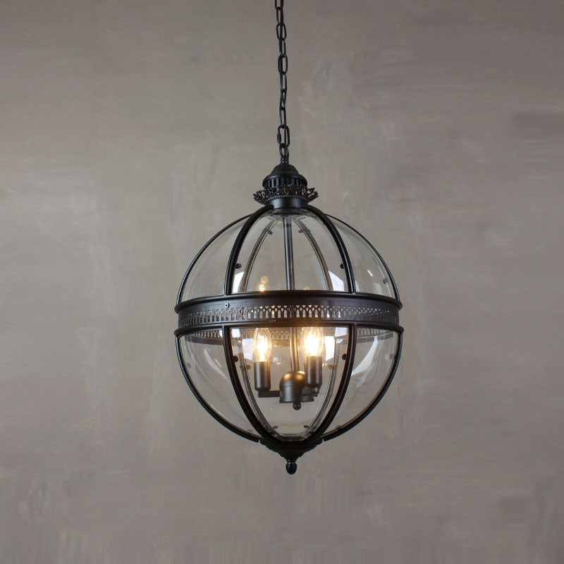 Vintage Glass Globe Lantern Ceiling Pendant, 3 Light - Arrielight