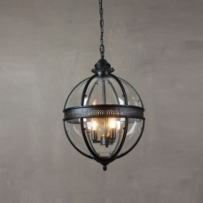 Vintage Glass Globe Lantern Ceiling Pendant, 3 Light - Arrielight