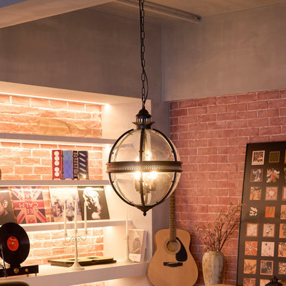Vintage Glass Globe Lantern Ceiling Pendant, 3 Light - Arrielight
