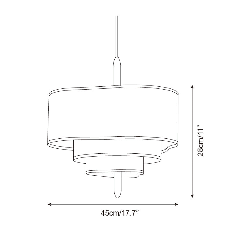 Layered Fabric Tiered Ceiling Pendant with Wood Detail - Arrielight