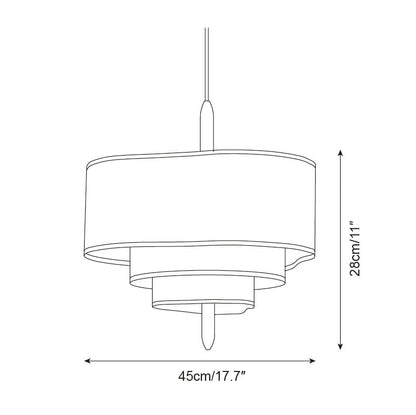 Layered Fabric Tiered Ceiling Pendant with Wood Detail - Arrielight