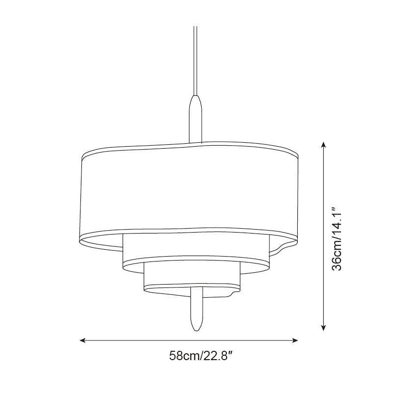 Layered Fabric Tiered Ceiling Pendant with Wood Detail - Arrielight