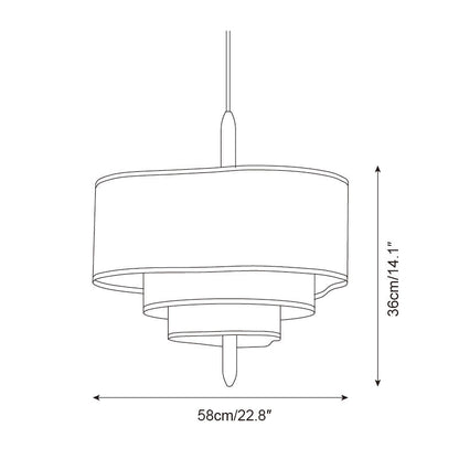 Layered Fabric Tiered Ceiling Pendant with Wood Detail - Arrielight
