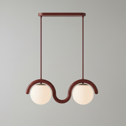 Curved Wave Linear Chandelier with Opal Glass Globes - Arrielight