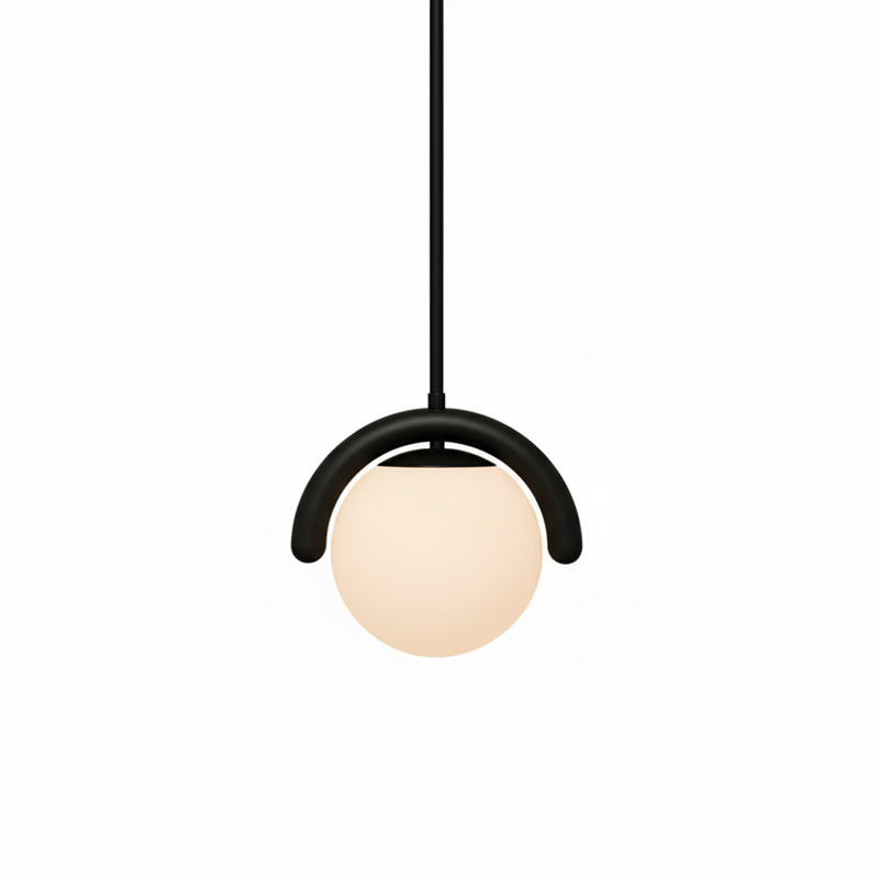 Curved Wave Linear Chandelier with Opal Glass Globes - Arrielight
