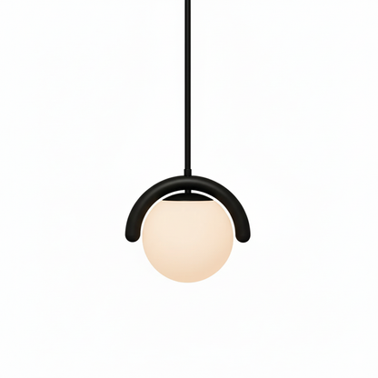 Curved Wave Linear Chandelier with Opal Glass Globes - Arrielight