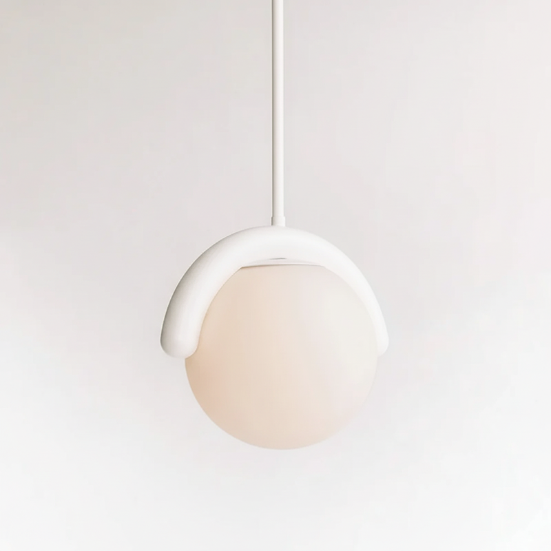 Curved Wave Linear Chandelier with Opal Glass Globes - Arrielight