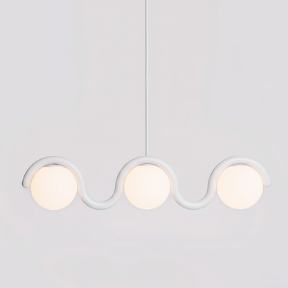 Curved Wave Linear Chandelier with Opal Glass Globes - Arrielight