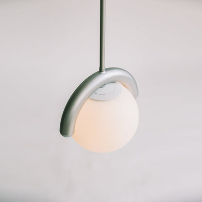 Curved Wave Linear Chandelier with Opal Glass Globes - Arrielight