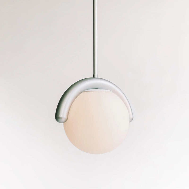Curved Wave Linear Chandelier with Opal Glass Globes - Arrielight