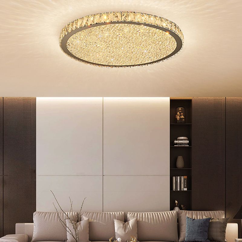 Faceted Crystal Ring Flush Ceiling Light - Arrielight