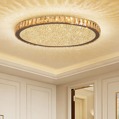 Faceted Crystal Ring Flush Ceiling Light - Arrielight