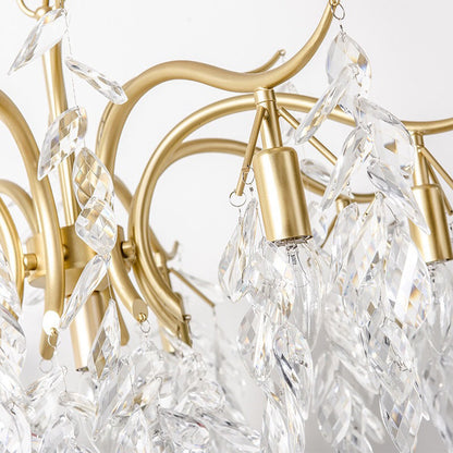 Crystal Leaf Branch Chandelier with Curved Metal Arms - Arrielight