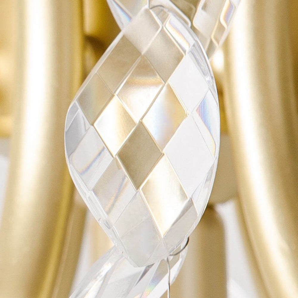 Crystal Leaf Branch Chandelier with Curved Metal Arms - Arrielight