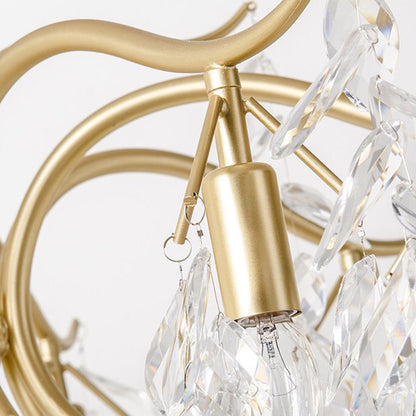 Crystal Leaf Branch Chandelier with Curved Metal Arms - Arrielight