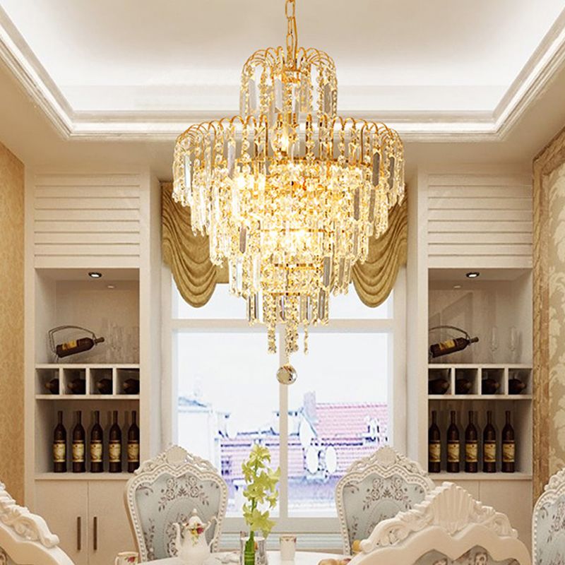 Tiered Crystal Chandelier with Cascading Drops - Arrielight