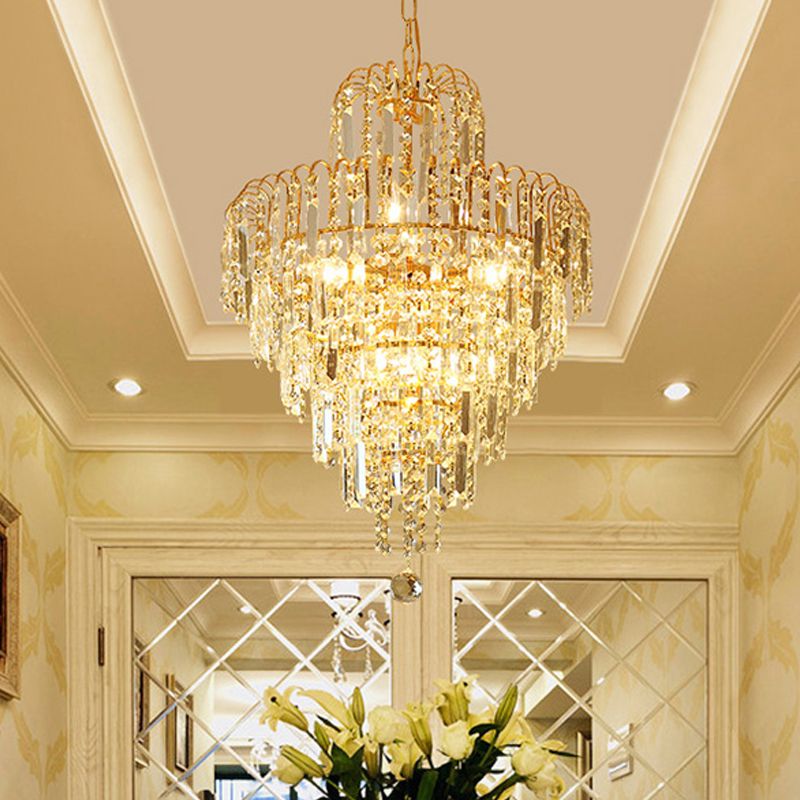 Tiered Crystal Chandelier with Cascading Drops - Arrielight