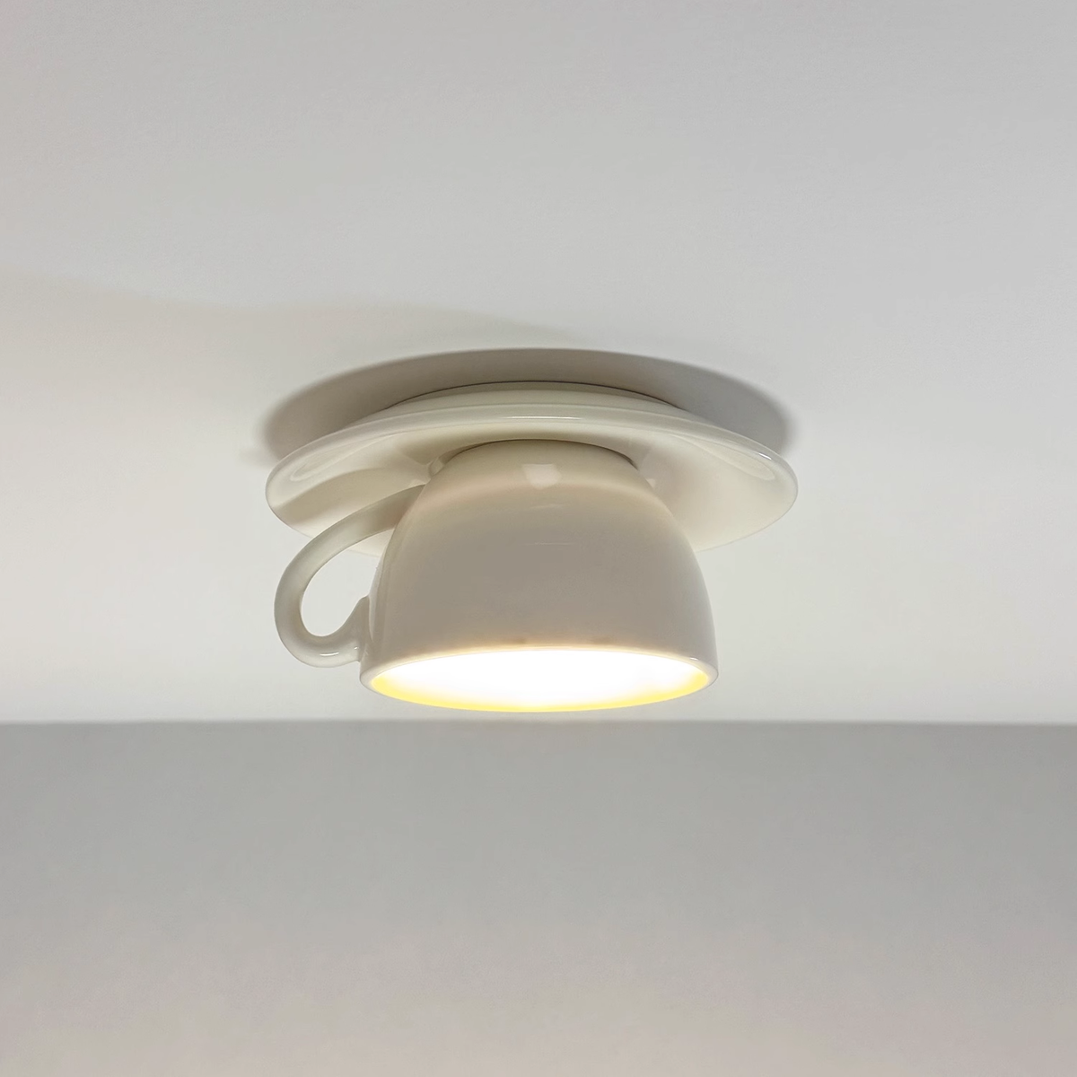 Ceramic Teacup and Saucer Flush Ceiling Light - Arrielight