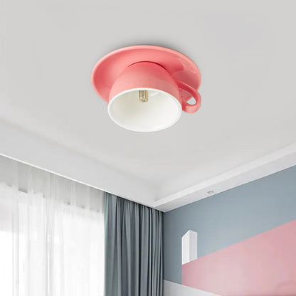 Ceramic Teacup and Saucer Flush Ceiling Light - Arrielight