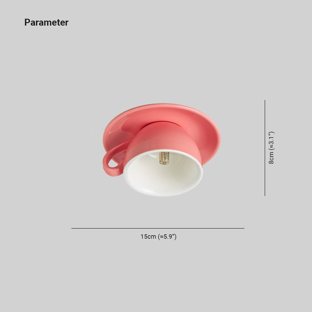 Ceramic Teacup and Saucer Flush Ceiling Light - Arrielight