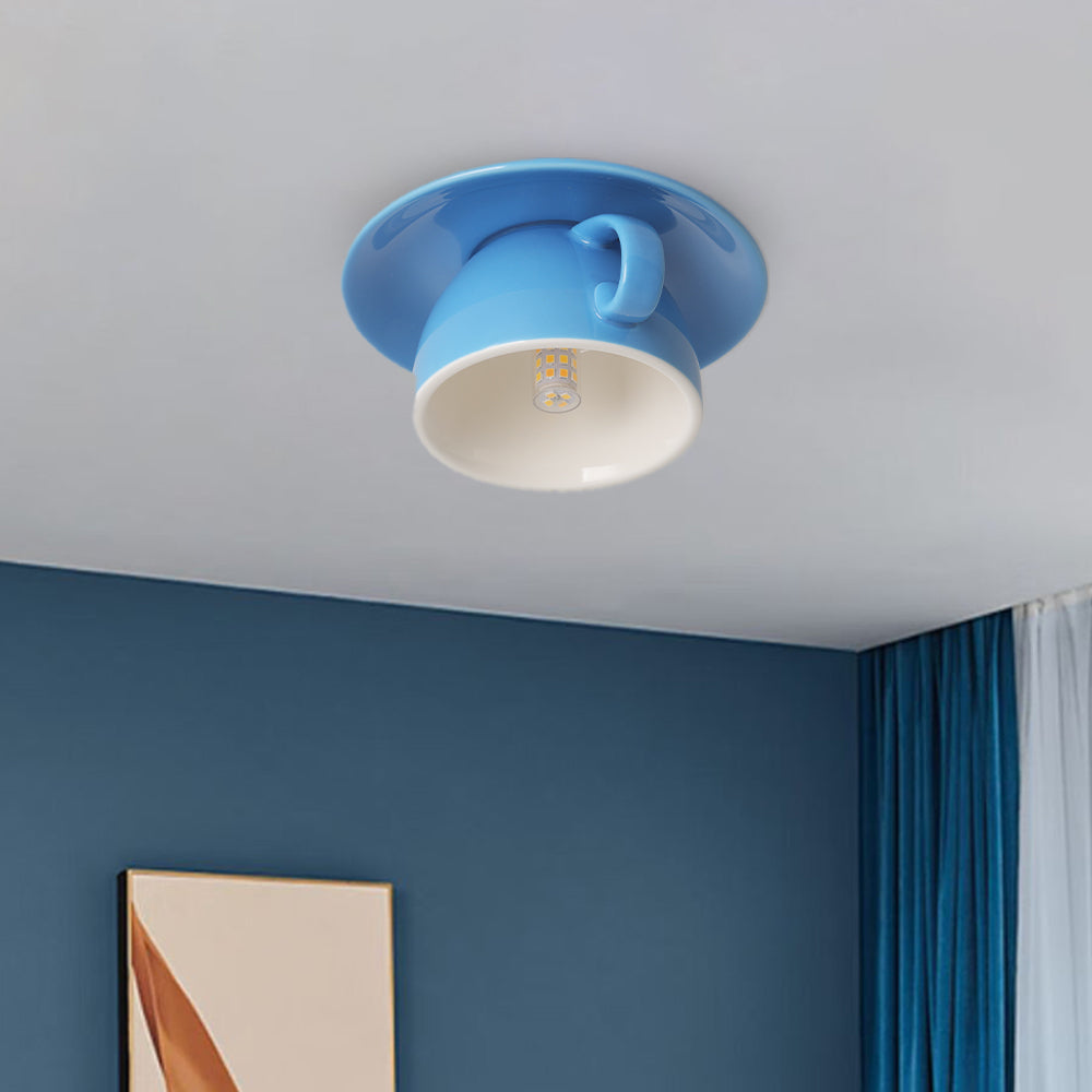 Ceramic Teacup and Saucer Flush Ceiling Light - Arrielight