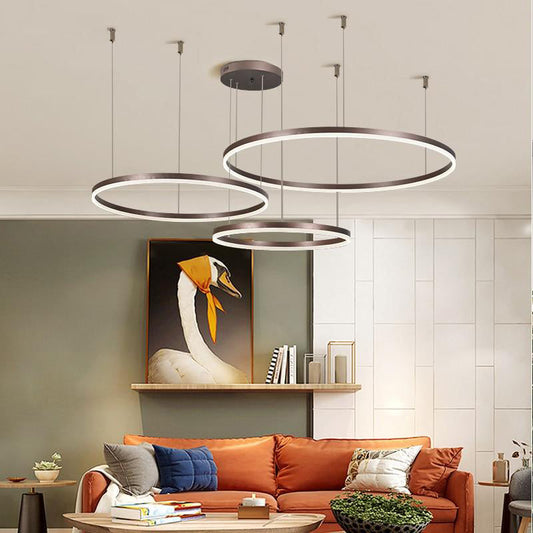 Brushed Metal Ring LED Ceiling Pendant - Arrielight