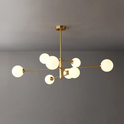 Opal Glass Globe Sputnik Ceiling Chandelier - Arrielight