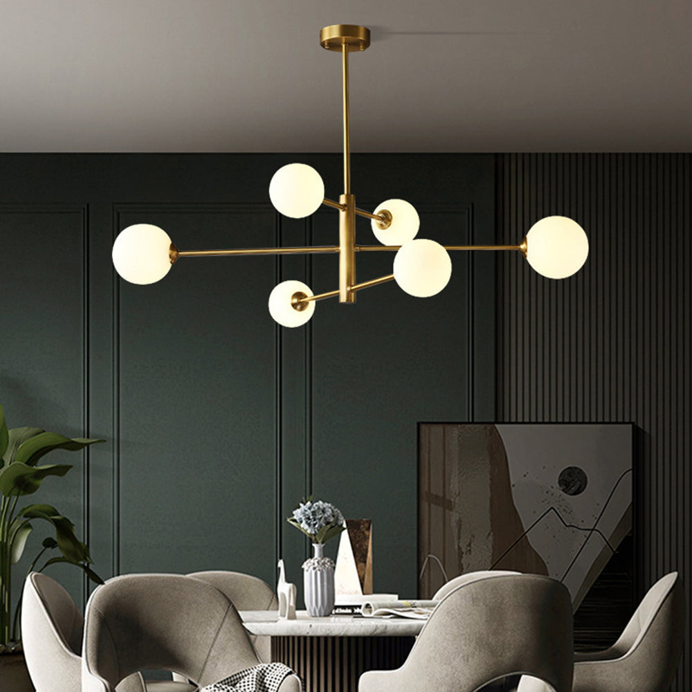 Opal Glass Globe Sputnik Ceiling Chandelier - Arrielight