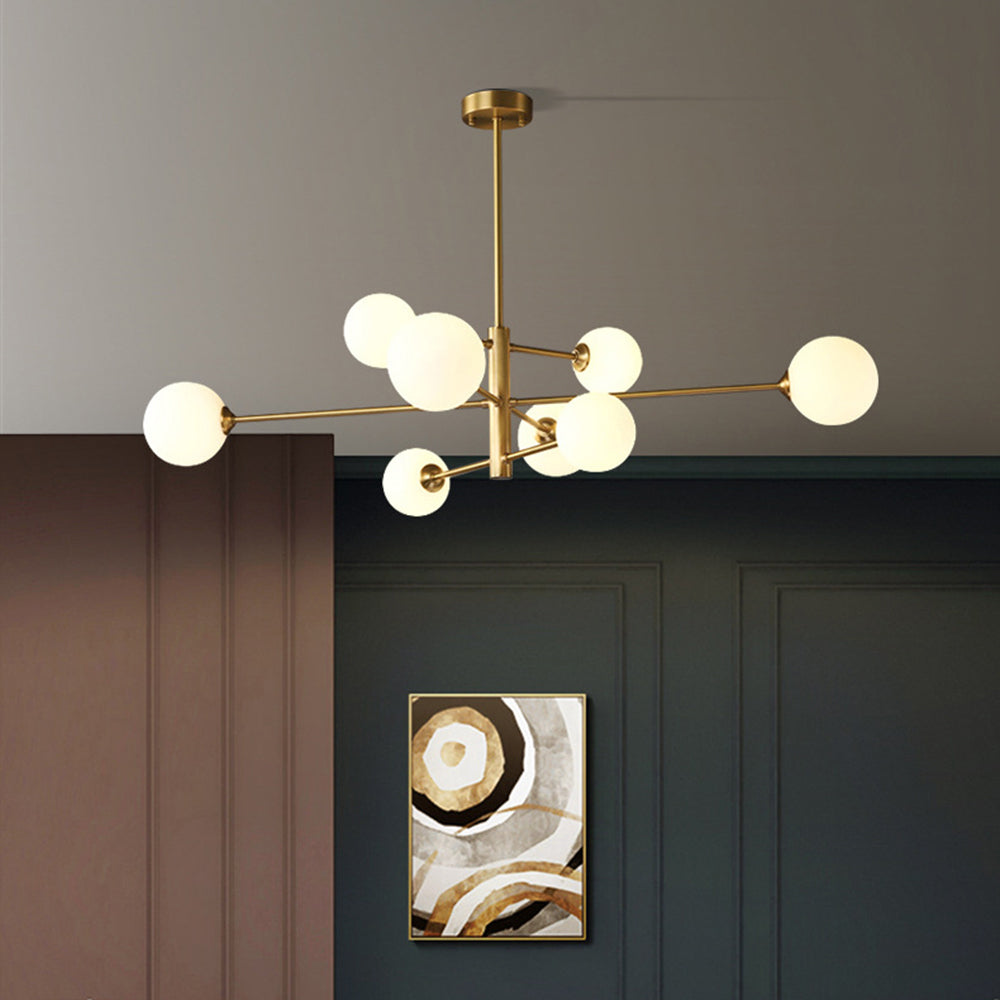Opal Glass Globe Sputnik Ceiling Chandelier - Arrielight