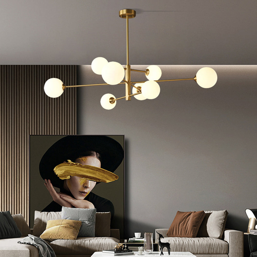 Opal Glass Globe Sputnik Ceiling Chandelier - Arrielight