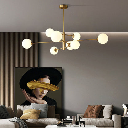 Opal Glass Globe Sputnik Ceiling Chandelier - Arrielight