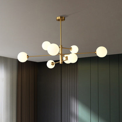 Opal Glass Globe Sputnik Ceiling Chandelier - Arrielight