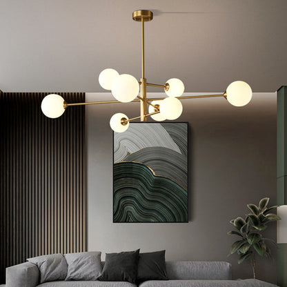 Opal Glass Globe Sputnik Ceiling Chandelier - Arrielight