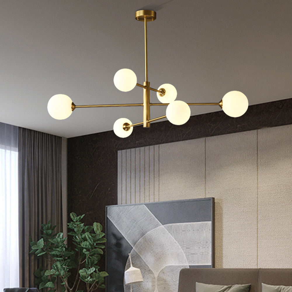 Opal Glass Globe Sputnik Ceiling Chandelier - Arrielight