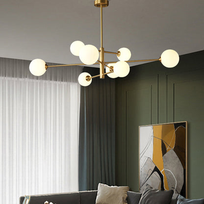 Opal Glass Globe Sputnik Ceiling Chandelier - Arrielight