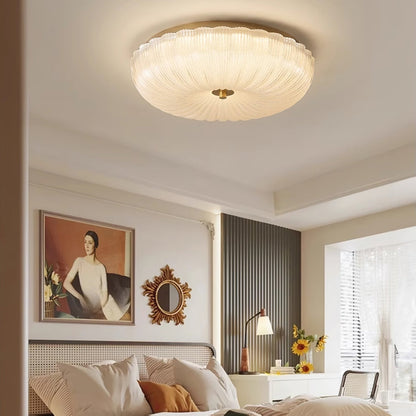 Ripple Glass Flush Ceiling Light with Scalloped Rim - Arrielight