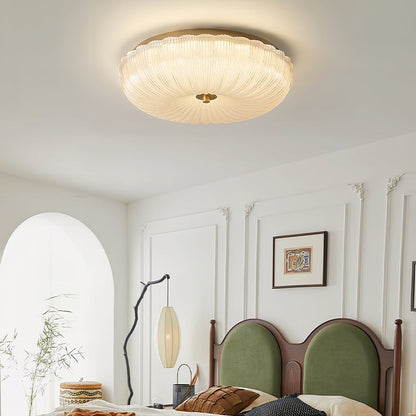 Ripple Glass Flush Ceiling Light with Scalloped Rim - Arrielight