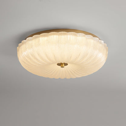 Ripple Glass Flush Ceiling Light with Scalloped Rim - Arrielight