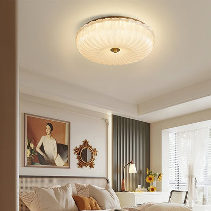 Ripple Glass Flush Ceiling Light with Scalloped Rim - Arrielight