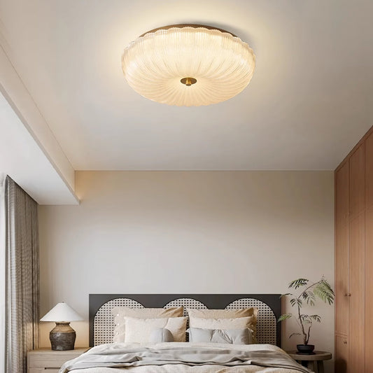 Ripple Glass Flush Ceiling Light with Scalloped Rim - Arrielight