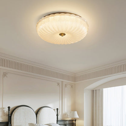 Ripple Glass Flush Ceiling Light with Scalloped Rim - Arrielight