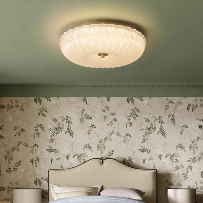 Ripple Glass Flush Ceiling Light with Scalloped Rim - Arrielight