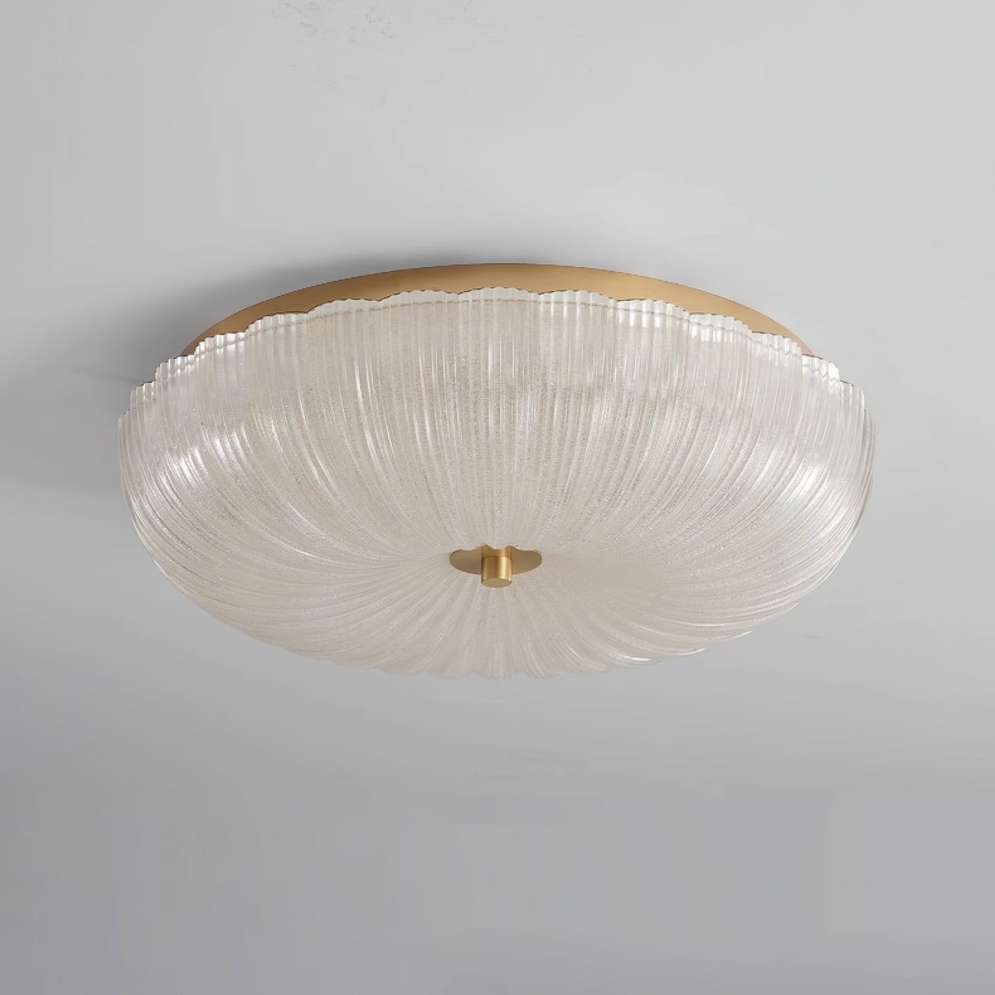 Ripple Glass Flush Ceiling Light with Scalloped Rim - Arrielight