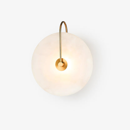 Round Alabaster Disc Wall Light with Slim Arm - Arrielight