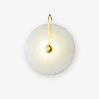 Round Alabaster Disc Wall Light with Slim Arm - Arrielight