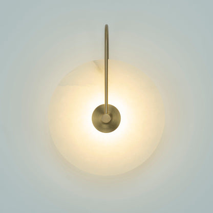 Round Alabaster Disc Wall Light with Slim Arm - Arrielight