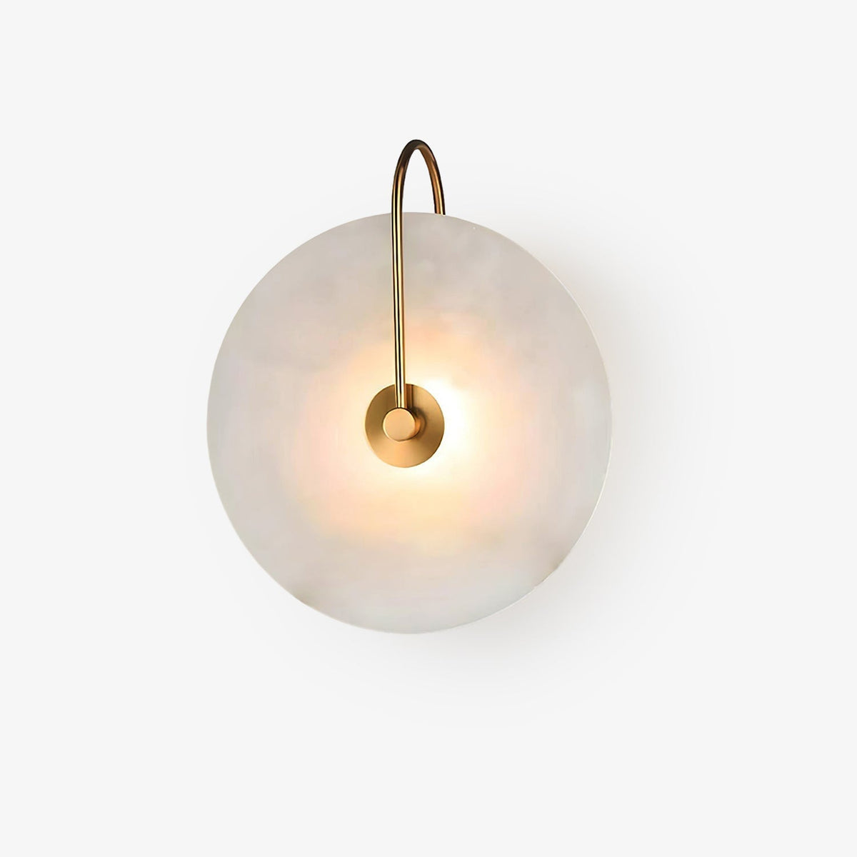 Round Alabaster Disc Wall Light with Slim Arm - Arrielight