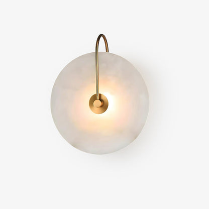 Round Alabaster Disc Wall Light with Slim Arm - Arrielight