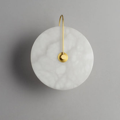 Round Alabaster Disc Wall Light with Slim Arm - Arrielight